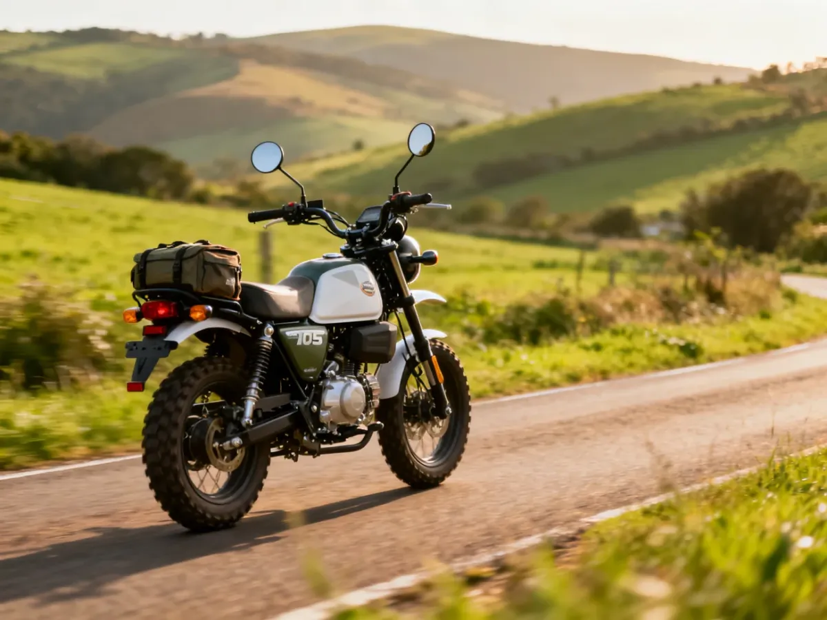 Motocykl adventure 125 cm³ na lokalnej drodze