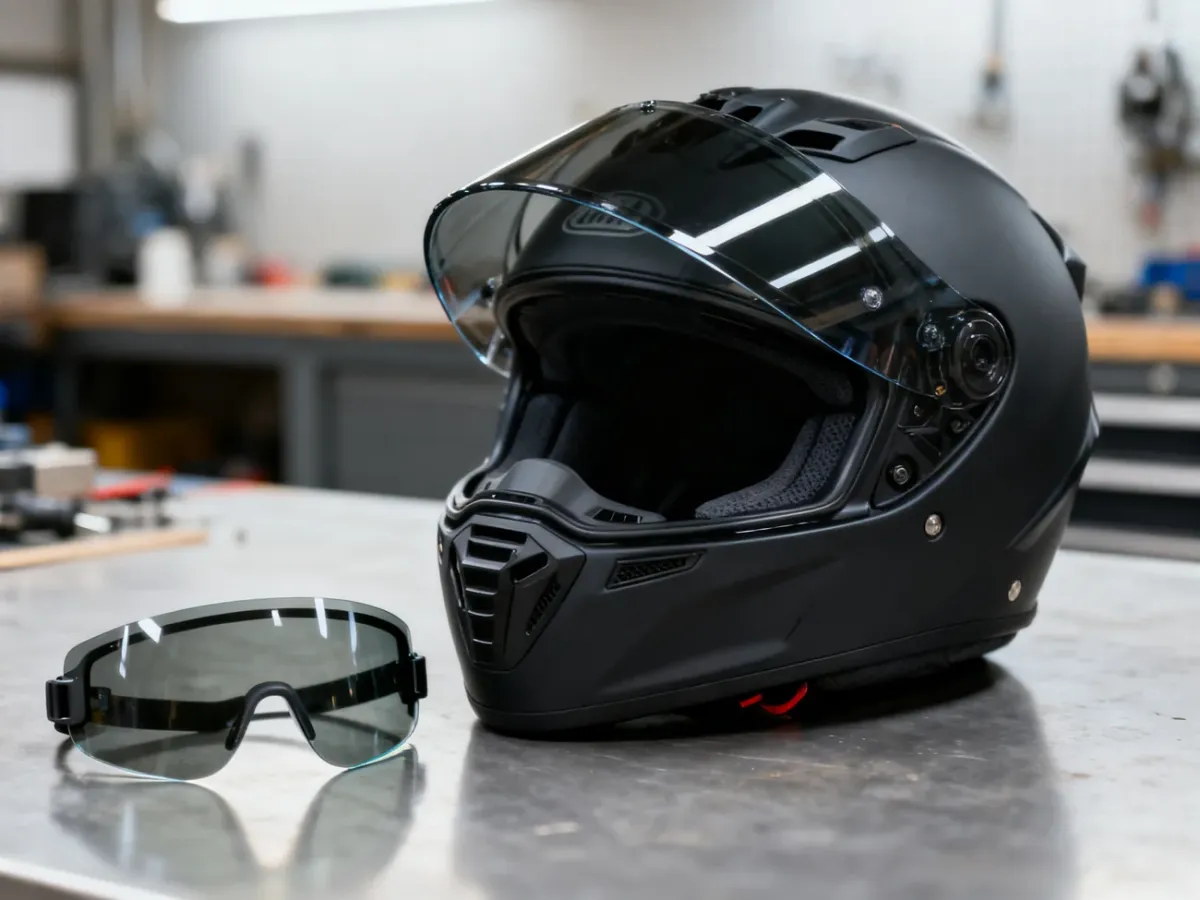 Kask motocyklowy z wizjerem Pinlock i blendą przeciwsłoneczną
