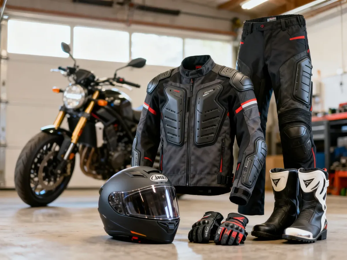 Kompletny zestaw odzieży ochronnej motocyklisty