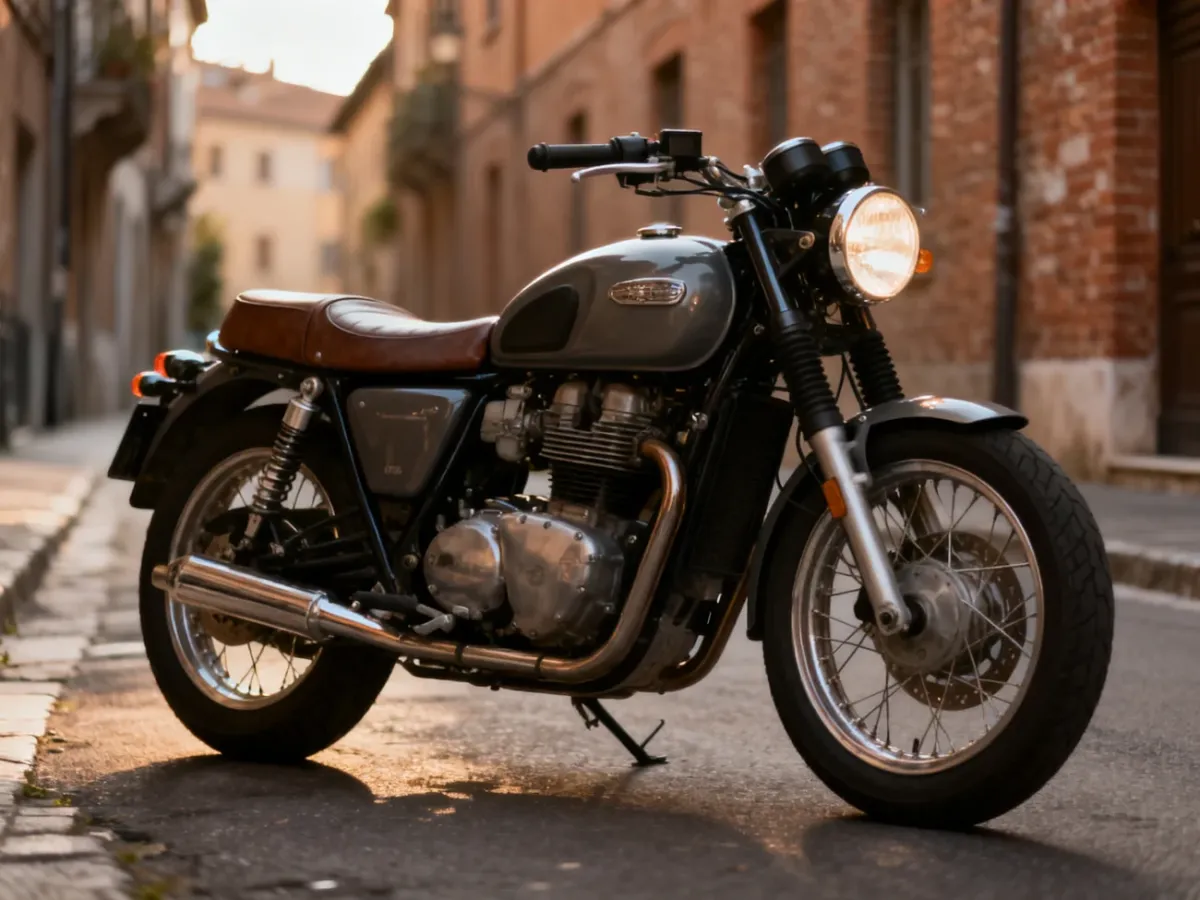 Stylowy motocykl retro 125 cm³ na spokojnej ulicy