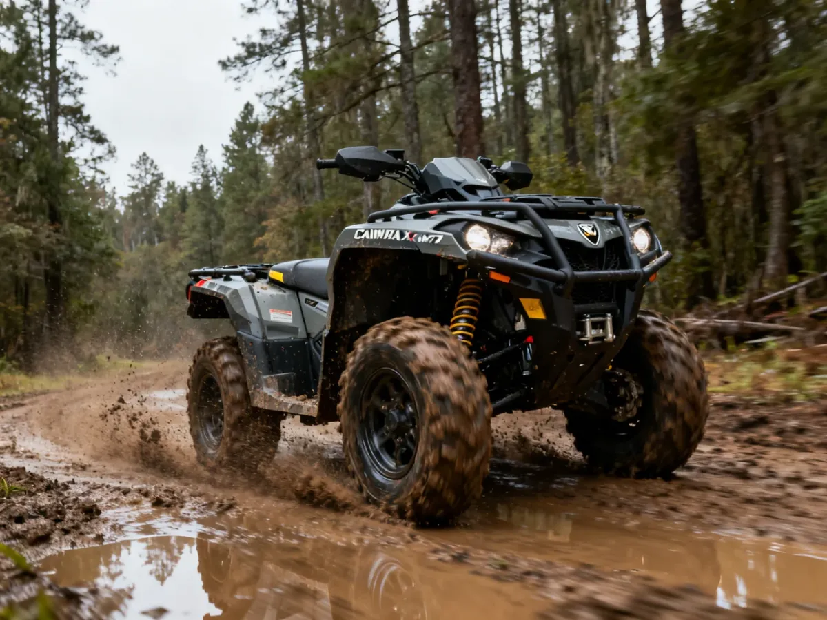 Can-Am Outlander X MR 570 jadący przez błotnisty teren